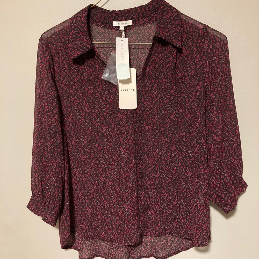 NWT Magenta & Black Blouse